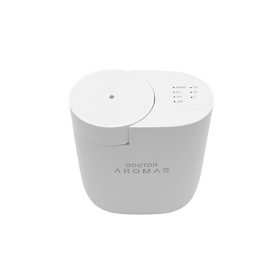 White ScentFlow Mini DIffuser with 'DOCTOR AROMAS' branding on a white background
