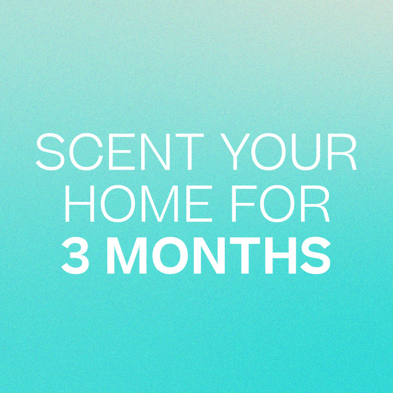 Blue-green gradient background with white text reading "Scent your home for 3 months". - A/C Scent Refill 17.1 oz x3 | BFCM Exclusive Bundle - Hope - Doctor Aromas