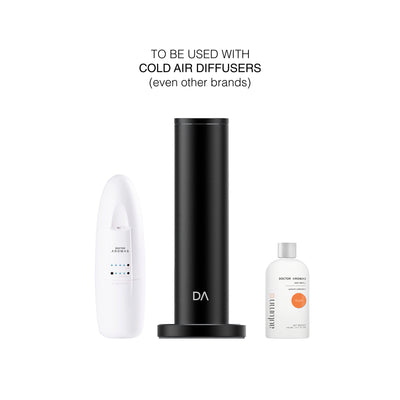 Twin pack of Alegria mist refills with black diffuser base and white handheld diffuser. - Mist Refill Twin Pack | Alegria - Alegria - Doctor Aromas