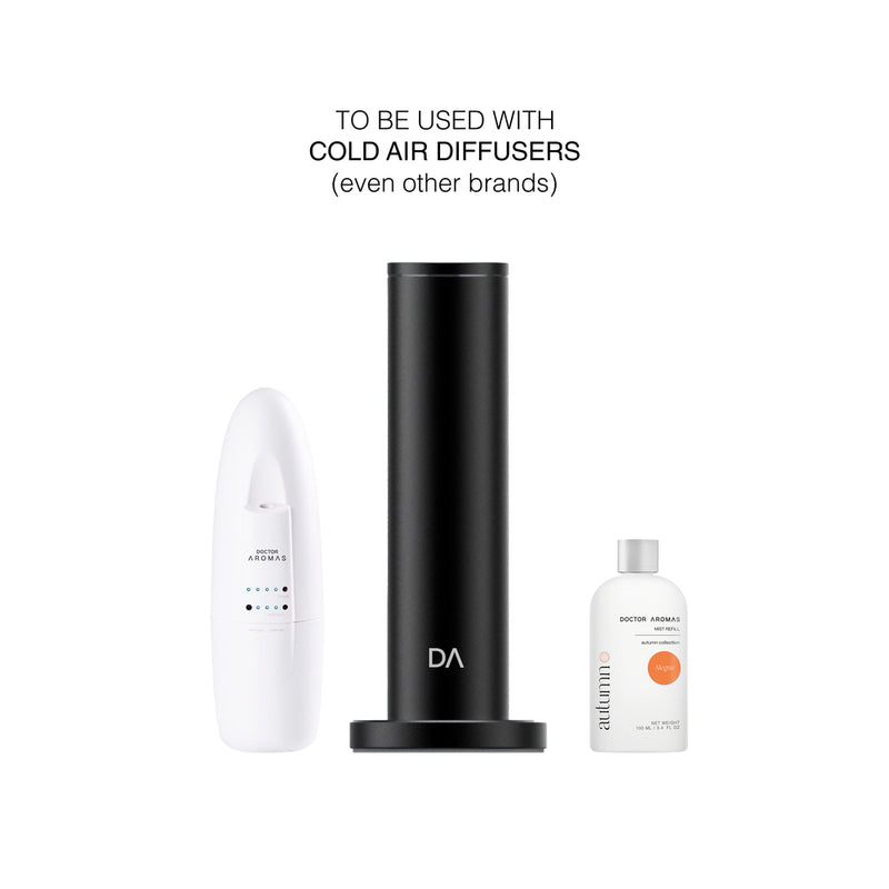 Twin pack of Alegria mist refills with black diffuser base and white handheld diffuser. - Mist Refill Twin Pack | Alegria - Alegria - Doctor Aromas