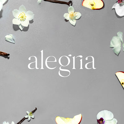 Aromatherapy stone diffuser with smooth white surface on gray background, surrounded by white flowers and apple slices. - Aromatherapy Stone Diffuser | Alegria - Alegria / White - Doctor Aromas