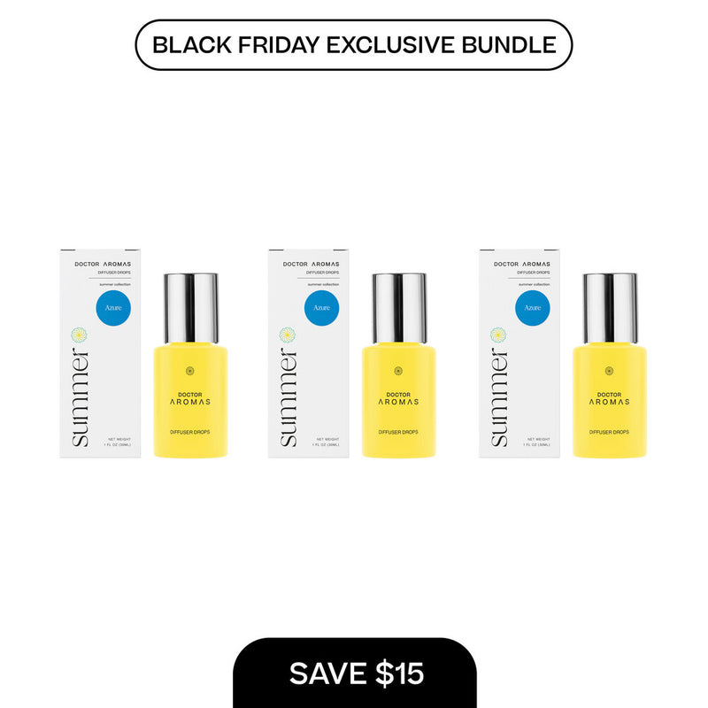 Three yellow diffuser drop bottles with white and blue packaging labeled Summer, arranged in a row on a white background. - Diffuser Drops x3 | BFCM Exclusive Bundle - Hope - Doctor Aromas