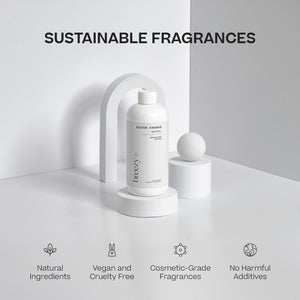 Two white cylindrical mist refill bottles labeled Breezy on round white pedestal with minimalist background. - Mist Refill Twin Pack |  Breezy - Breezy - Doctor Aromas