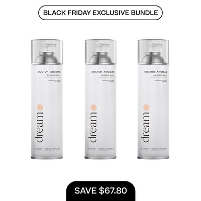 Three white 17.1 oz A/C scent refill bottles with clear caps, labeled Dream, bundled for Black Friday sale. - A/C Scent Refill 17.1 oz x3 | BFCM Exclusive Bundle - Hope - Doctor Aromas