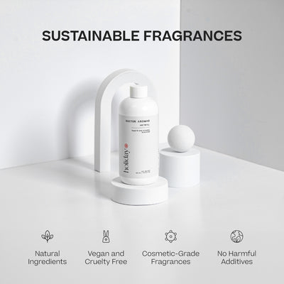 Two white cylindrical mist refill bottles with minimalistic labels on white platforms against a light background. - Mist Refill Twin Pack | Holiday - Holiday - Doctor Aromas