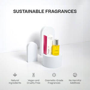 Yellow liquid diffuser oil bottle labeled Hope with white and pink box on white display pedestal. - Diffuser Drops | Hope - Hope - Doctor Aromas