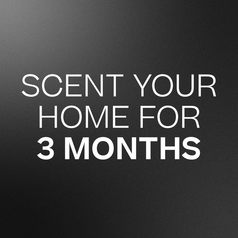 White text on black background reading "Scent your home for 3 months" in bold and uppercase letters. - A/C Scenting System Pro + 2x 17.1 OZ Refills | BFCM Exclusive - Hope - Doctor Aromas