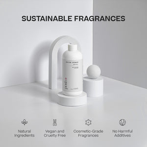 White cylindrical mist refill bottles labeled Posh with modern minimalist design on white curved pedestal under text. - Mist Refill Twin Pack | Posh - Posh - Doctor Aromas