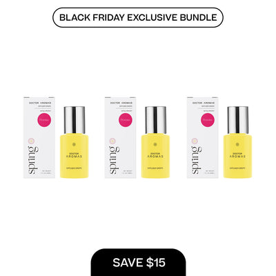 Three yellow diffuser drop bottles with silver caps, each paired with a white box labeled Spring. - Diffuser Drops x3 | BFCM Exclusive Bundle - Hope - Doctor Aromas