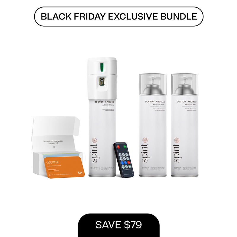White A/C scenting system with remote, two 17.1 oz refill cans, and scented cartridge box. - A/C Scenting System + 2x 17.1 OZ Refills | BFCM Exclusive - Hope - Doctor Aromas