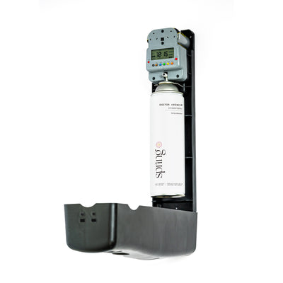 Black wall-mounted A/C scenting system with a white cylindrical cartridge labeled "Blush". - A/C Scenting System Pro | Blush - Blush - Doctor Aromas