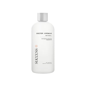 White 500ml plastic bottle of Doctor Aromas Success mist refill with silver cap and minimal black text label.