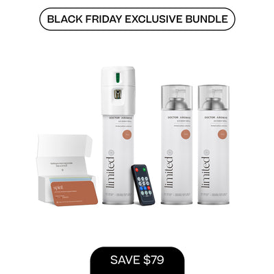 White A/C scenting system with two 17.1 oz refill cans, remote control, and fragrance sample cards in a Black Friday bundle. - A/C Scenting System + 2x 17.1 OZ Refills | BFCM Exclusive - Hope - Doctor Aromas