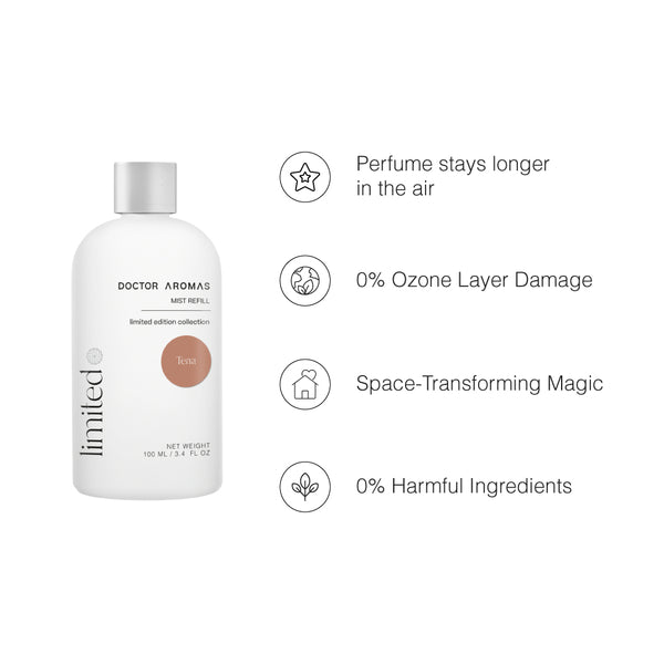 Two white bottles of Terra Mist Refill with silver caps and minimalist labels on a white background. - Mist Refill Twin Pack | Terra - Terra - Doctor Aromas