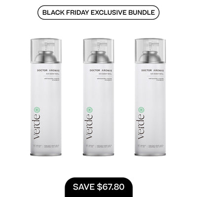 Set of three 17.1 oz white A/C scent refill bottles with silver caps, labeled "Vertle". - A/C Scent Refill 17.1 oz x3 | BFCM Exclusive Bundle - Hope - Doctor Aromas