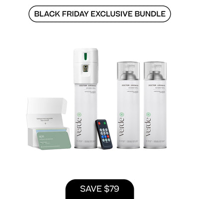 White A/C scenting system with two 17.1 oz Verde refills, remote control, and instruction cards, Black Friday bundle. - A/C Scenting System + 2x 17.1 OZ Refills | BFCM Exclusive - Hope - Doctor Aromas